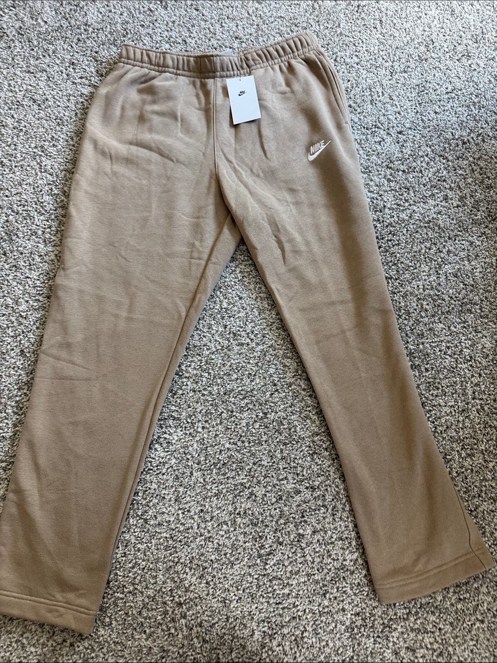 Nike Men’s Light Brown Fleece Joggers with White Logo
